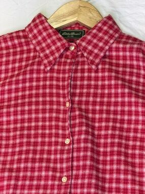 Eddie Bauer Red Plaid Button-Down Shirt
